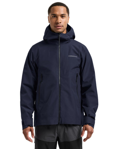 Dark Night Blue coloured Didriksons Mens Biak Jacket on white background 