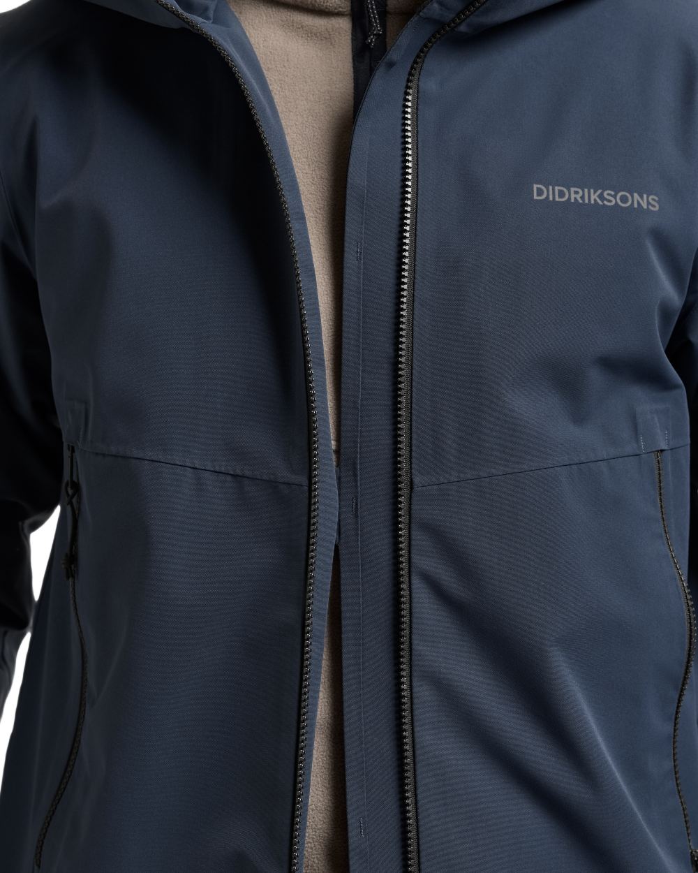 Sleepy Blue coloured Didriksons Mens Biak Jacket on white background 