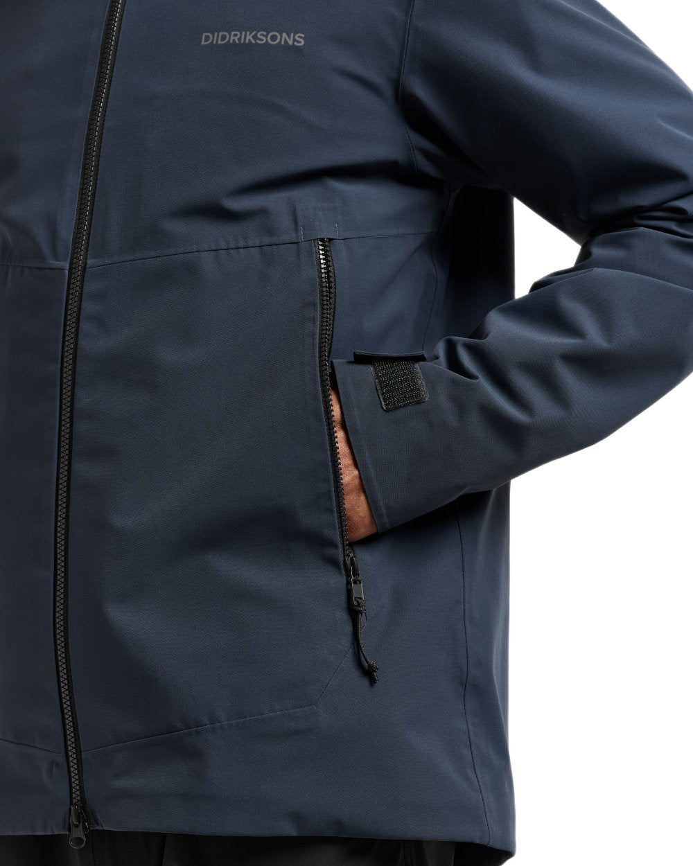 Sleepy Blue coloured Didriksons Mens Biak Jacket on white background 