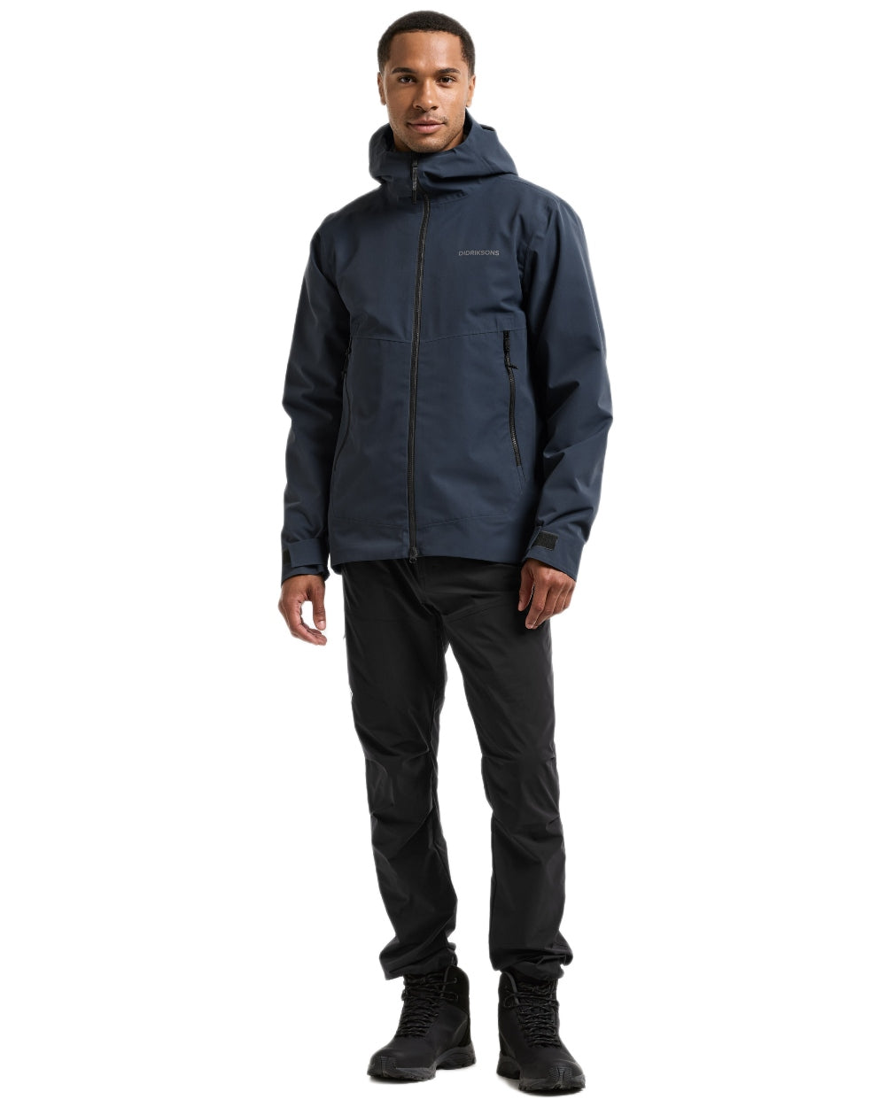 Sleepy Blue coloured Didriksons Mens Biak Jacket on white background 