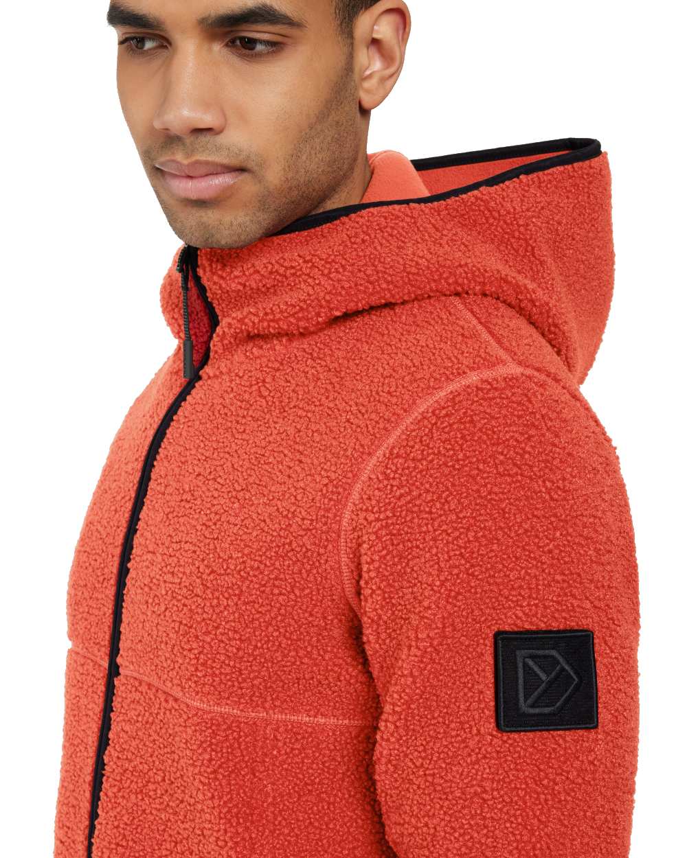 Ochre Red coloured Didriksons Mens Bror Full Zip Fleece Jacket 3 on white background 