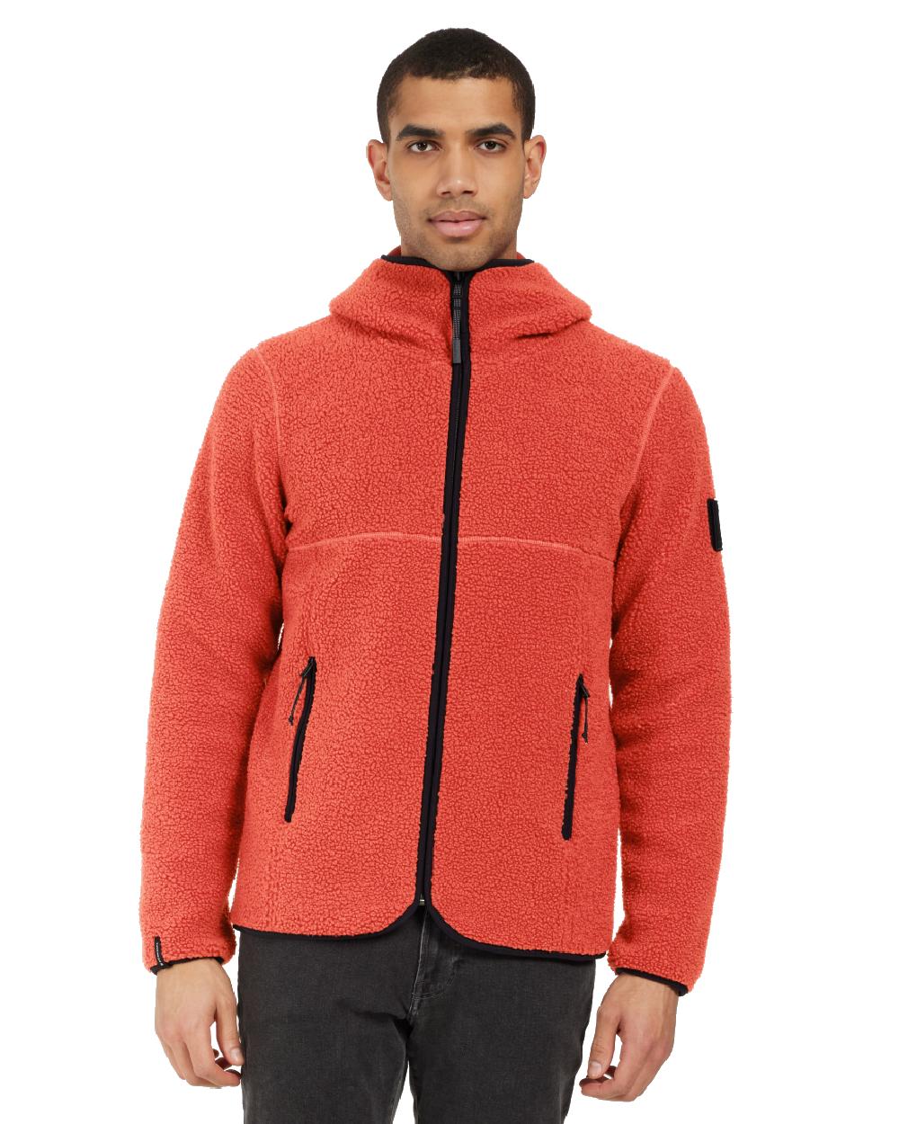 Ochre Red coloured Didriksons Mens Bror Full Zip Fleece Jacket 3 on white background 