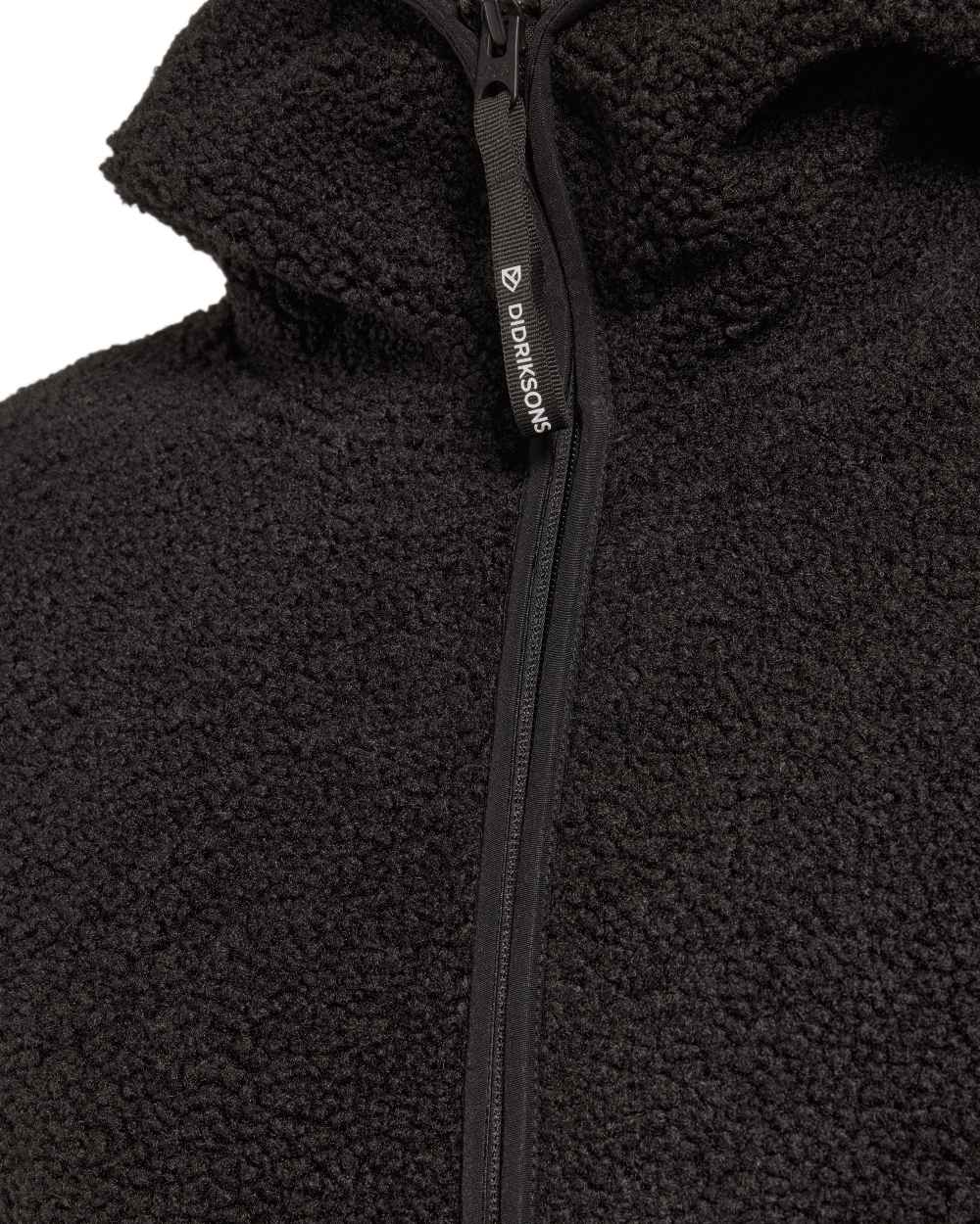Black coloured Didriksons Mens Bror Full Zip Fleece Jacket 3 on white background 