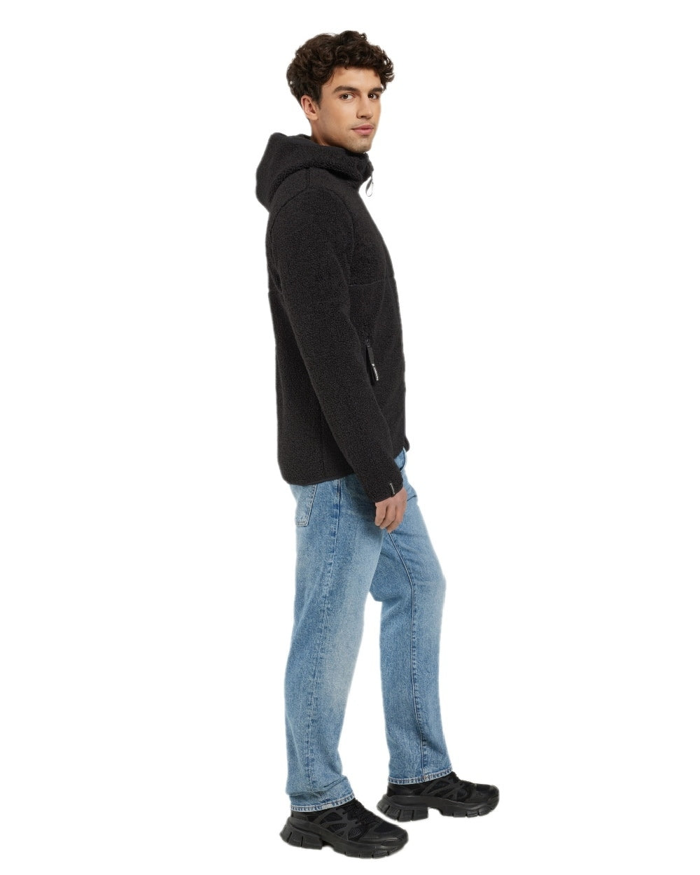 Black coloured Didriksons Mens Bror Full Zip Fleece Jacket 3 on white background 