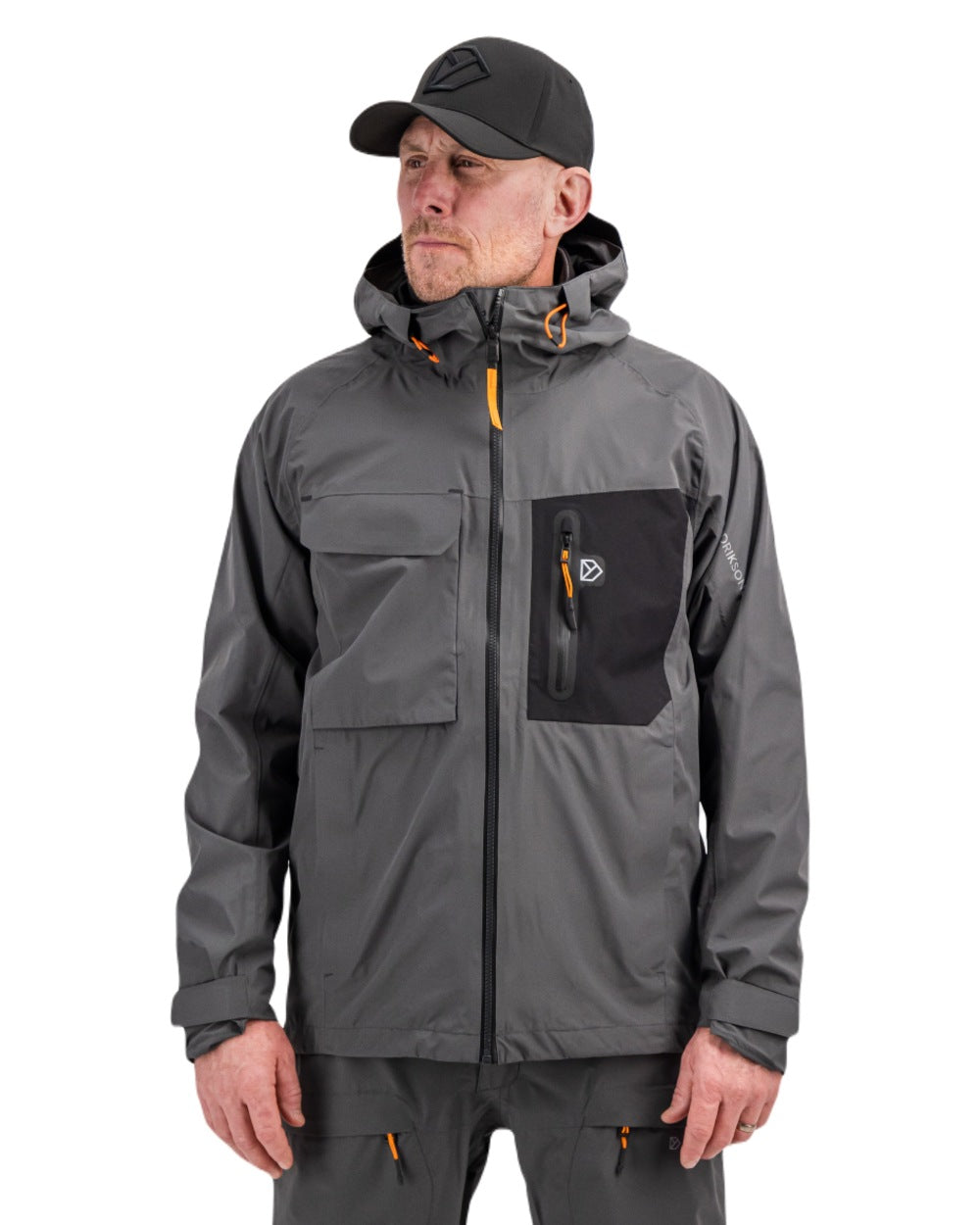 Coal Black coloured Didriksons Mens Calvus USX Jacket 2 on white background 