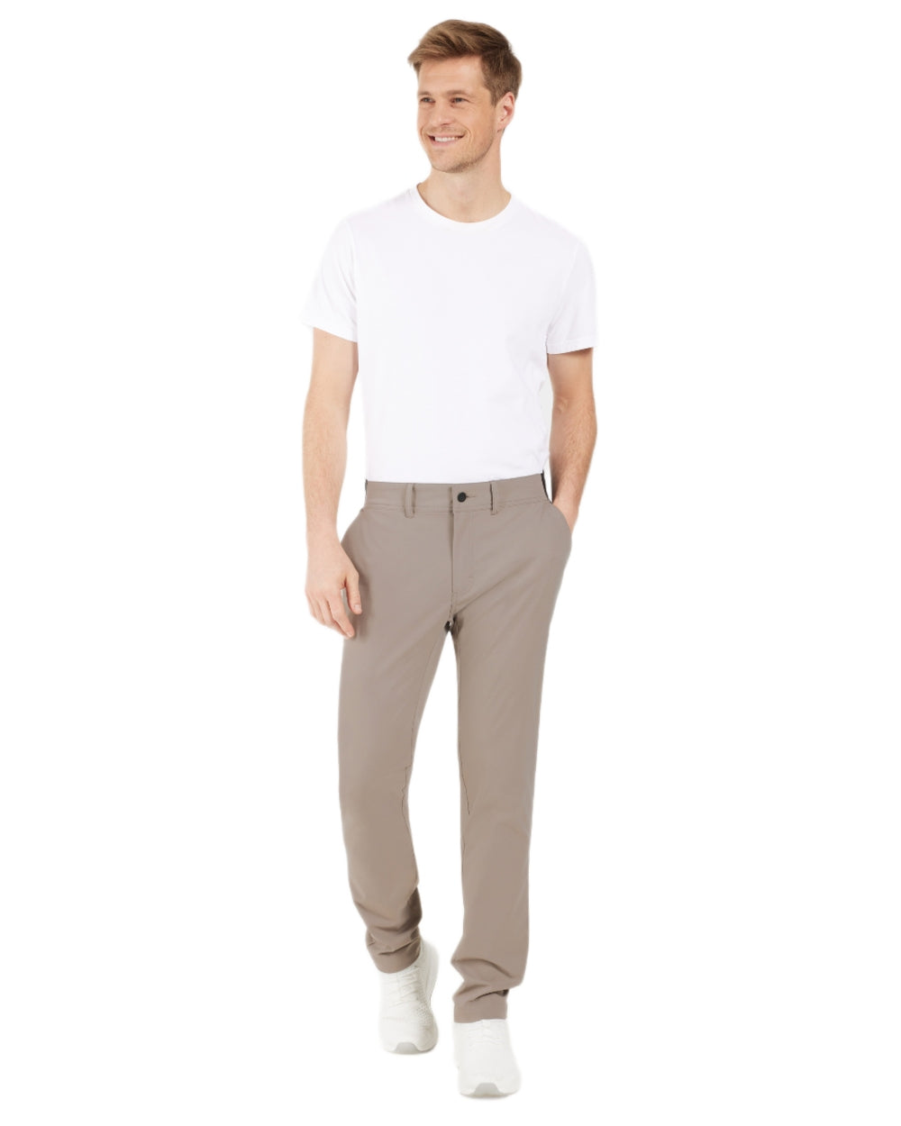 Ash Brown coloured Didriksons Mens Darren Pants on white background 