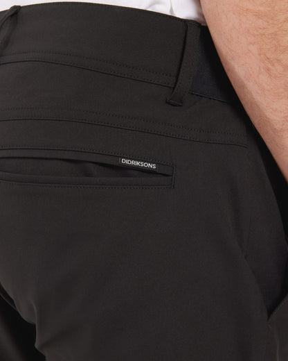 Black coloured Didriksons Mens Darren Pants on white background 