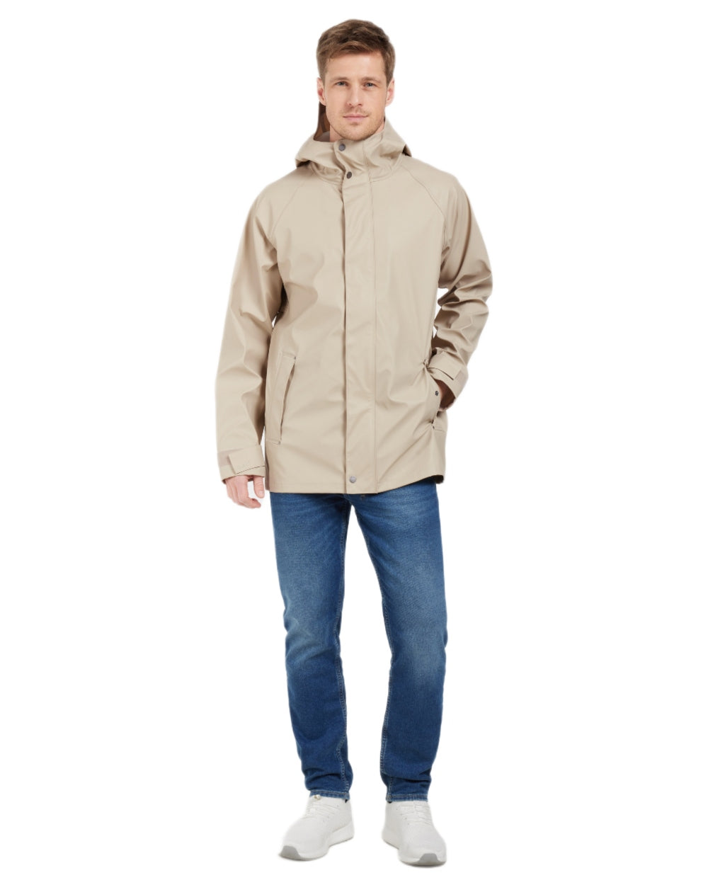 Clay Beige coloured Didriksons Mens Darwin Jacket on white background 