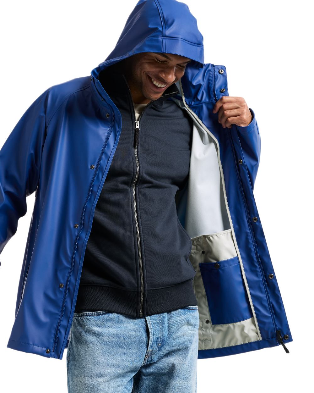 Ultramarine coloured Didriksons Mens Darwin Jacket on white background 