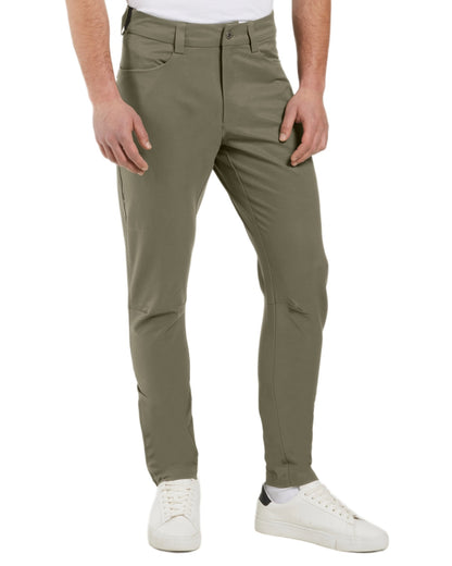 Fog Green coloured Didriksons Mens Dennis Pants on white background 
