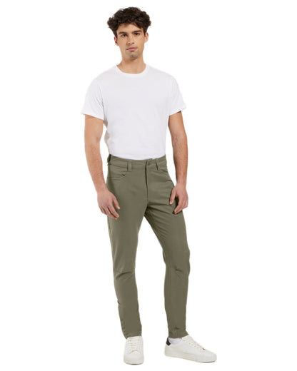Fog Green coloured Didriksons Mens Dennis Pants on white background 