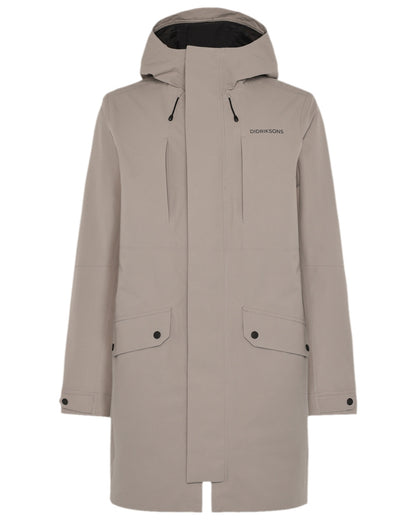 Ash Brown Coloured Didriksons Mens Falke Parka on white background 