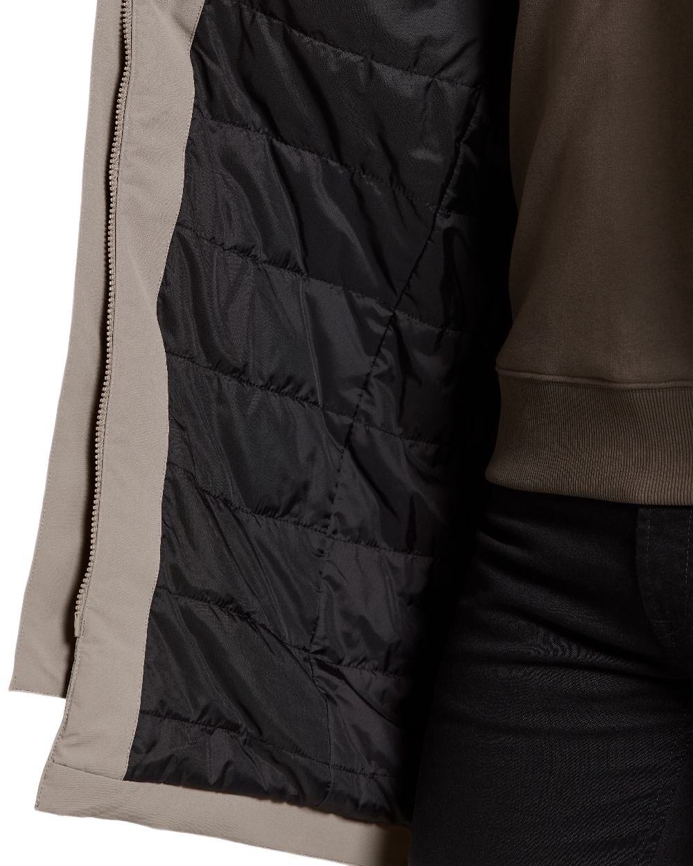 Ash Brown Coloured Didriksons Mens Falke Parka on white background 
