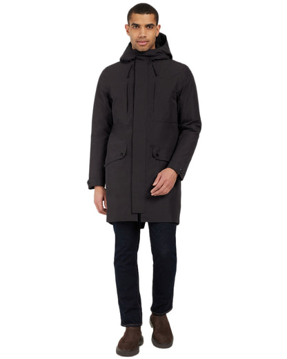 Black Coloured Didriksons Mens Falke Parka on white background 