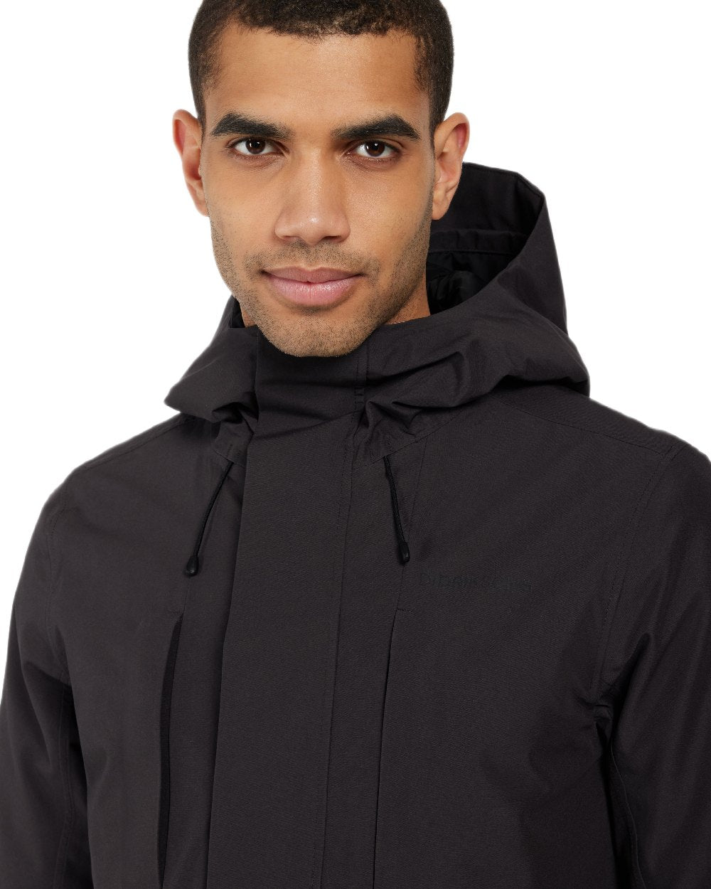 Black Coloured Didriksons Mens Falke Parka on white background 