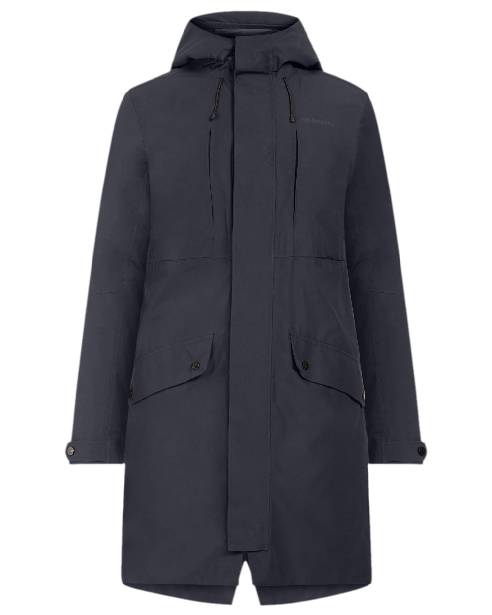 Dark Night Blue Coloured Didriksons Mens Falke Parka on white background 