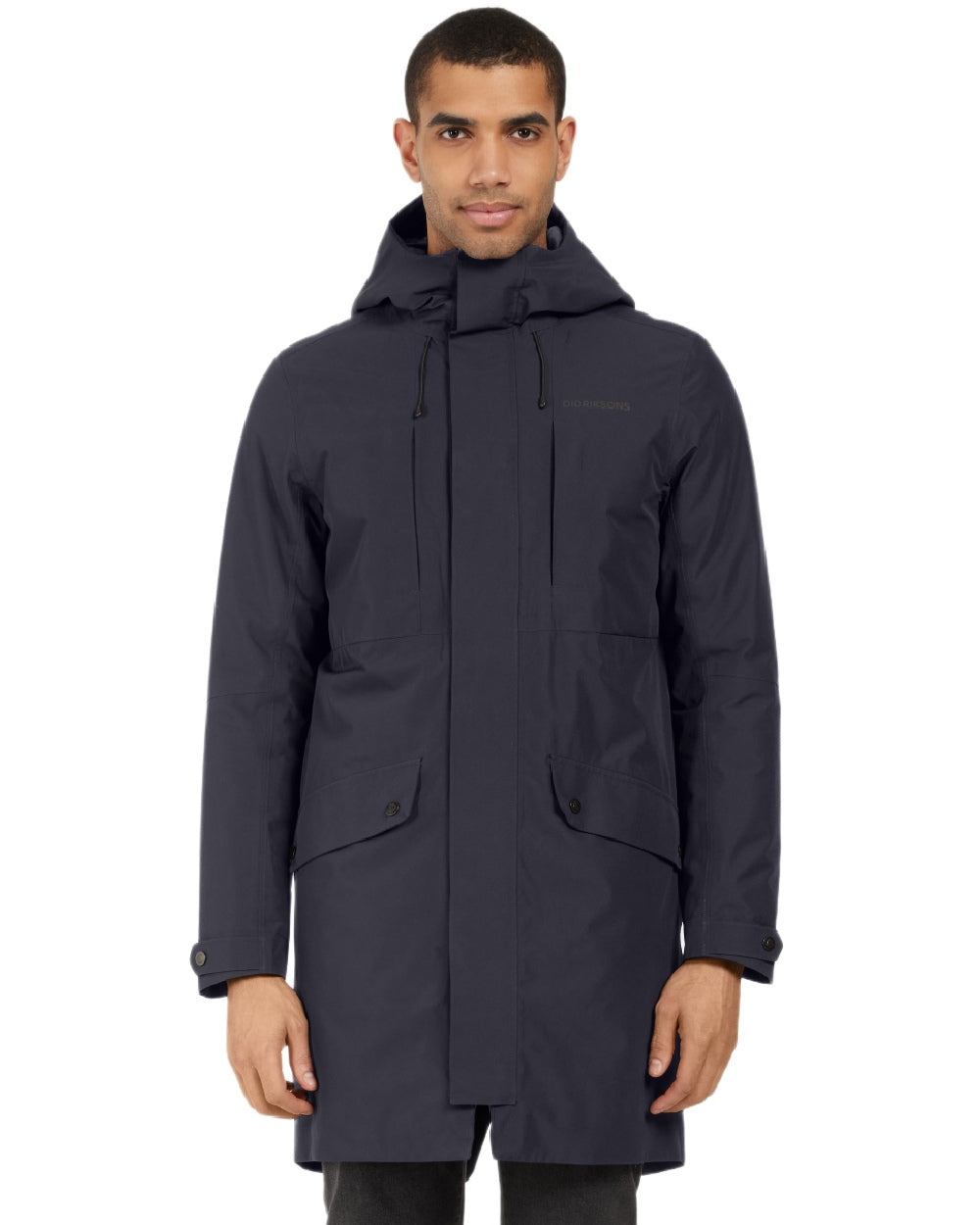Dark Night Blue Coloured Didriksons Mens Falke Parka on white background 