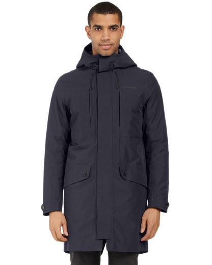 Dark Night Blue Coloured Didriksons Mens Falke Parka on white background 