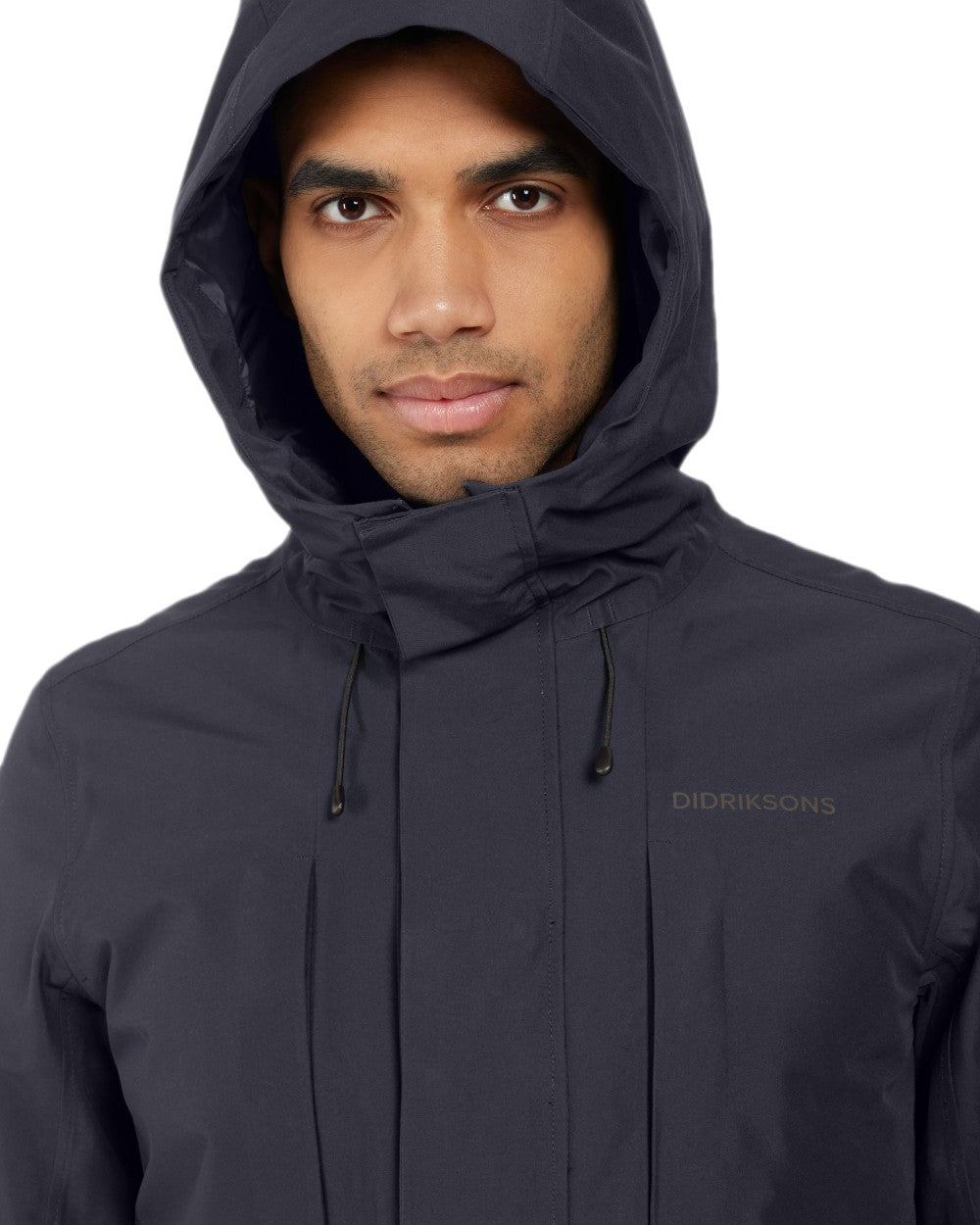 Dark Night Blue Coloured Didriksons Mens Falke Parka on white background 