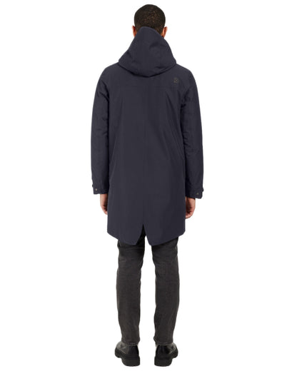 Dark Night Blue Coloured Didriksons Mens Falke Parka on white background 