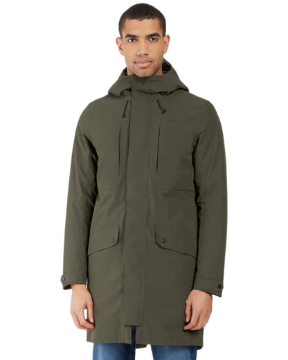 Deep Green Coloured Didriksons Mens Falke Parka on white background 