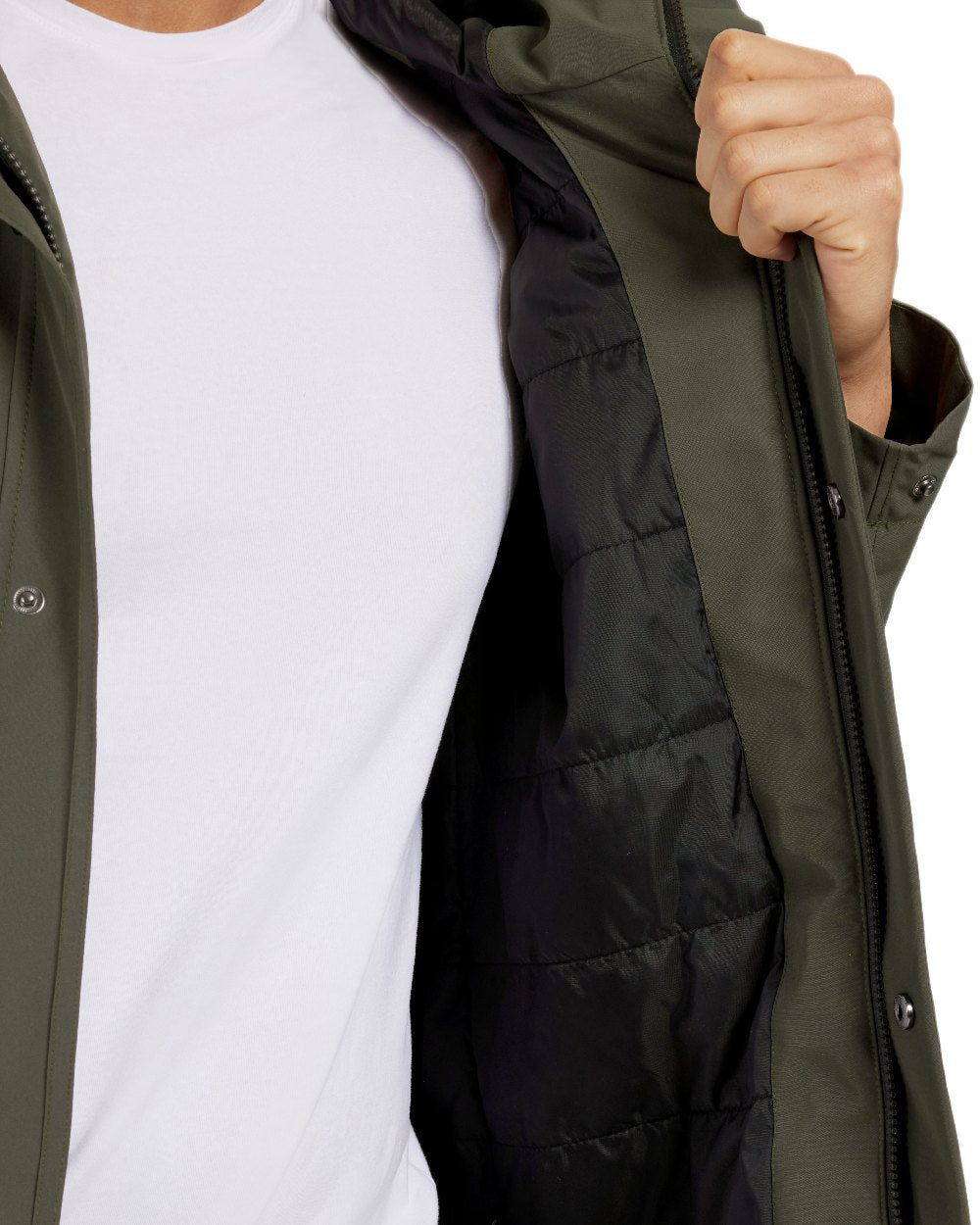 Deep Green Coloured Didriksons Mens Falke Parka on white background 