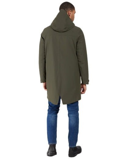 Deep Green Coloured Didriksons Mens Falke Parka on white background 