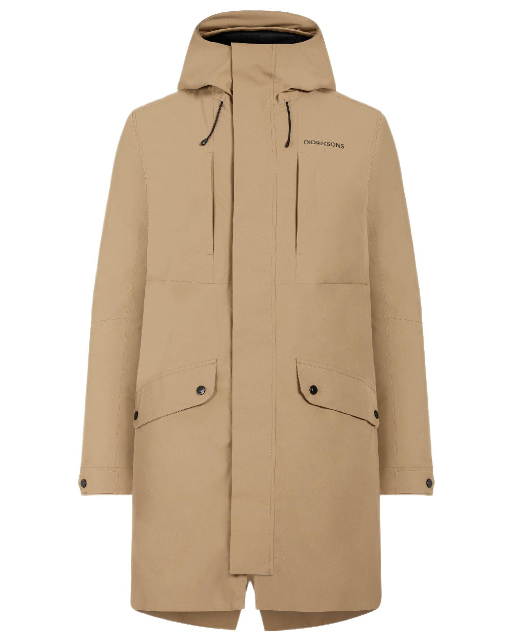 Wood Coloured Didriksons Mens Falke Parka on white background 