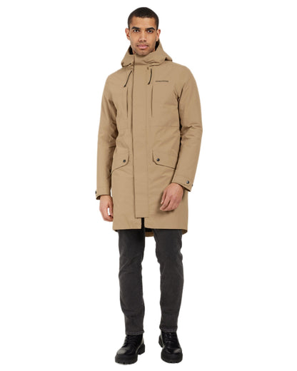 Wood Coloured Didriksons Mens Falke Parka on white background 