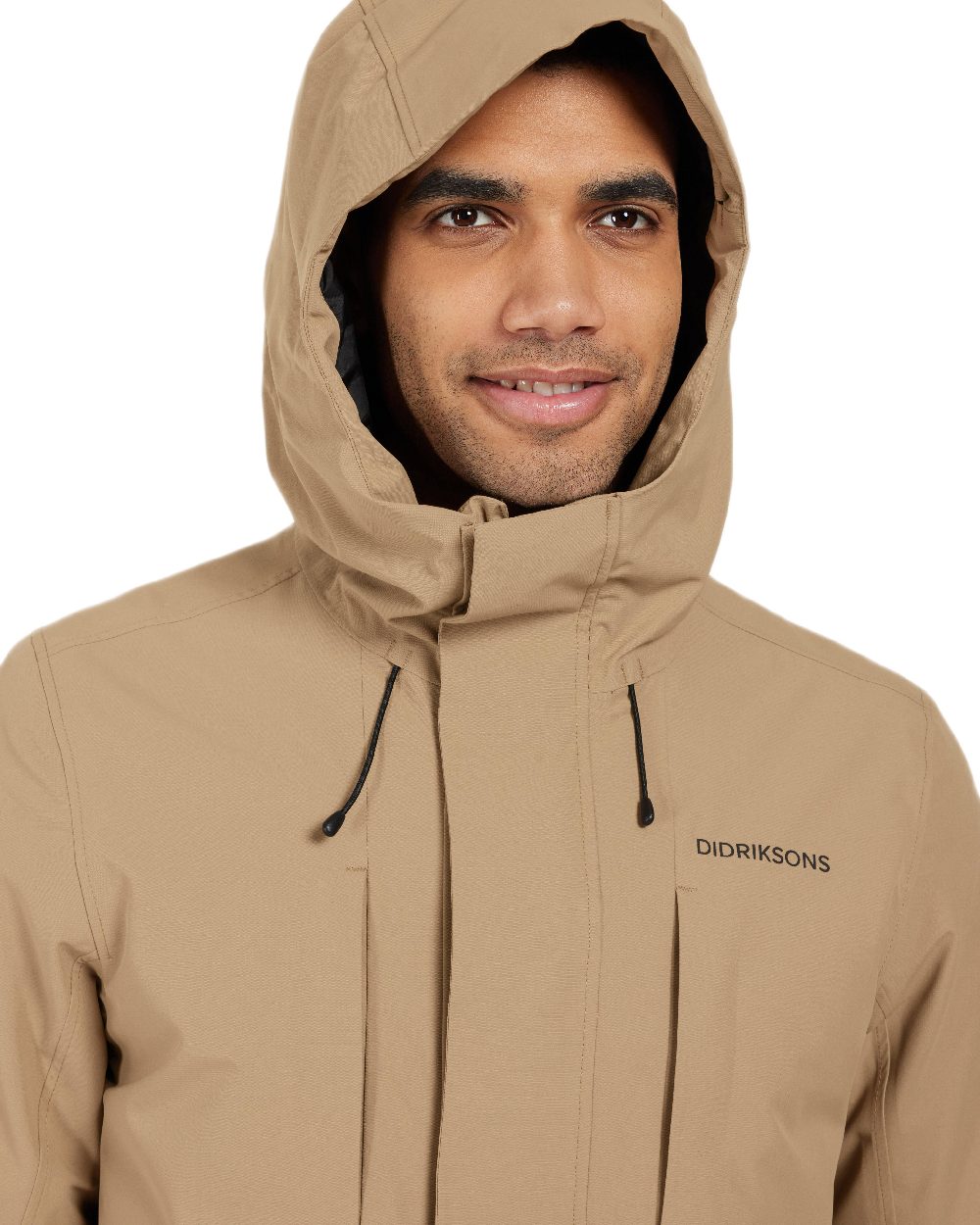 Wood Coloured Didriksons Mens Falke Parka on white background 