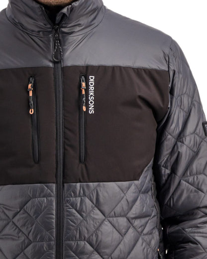 Coal Black coloured Didriksons Mens Fegen Jacket on white background 