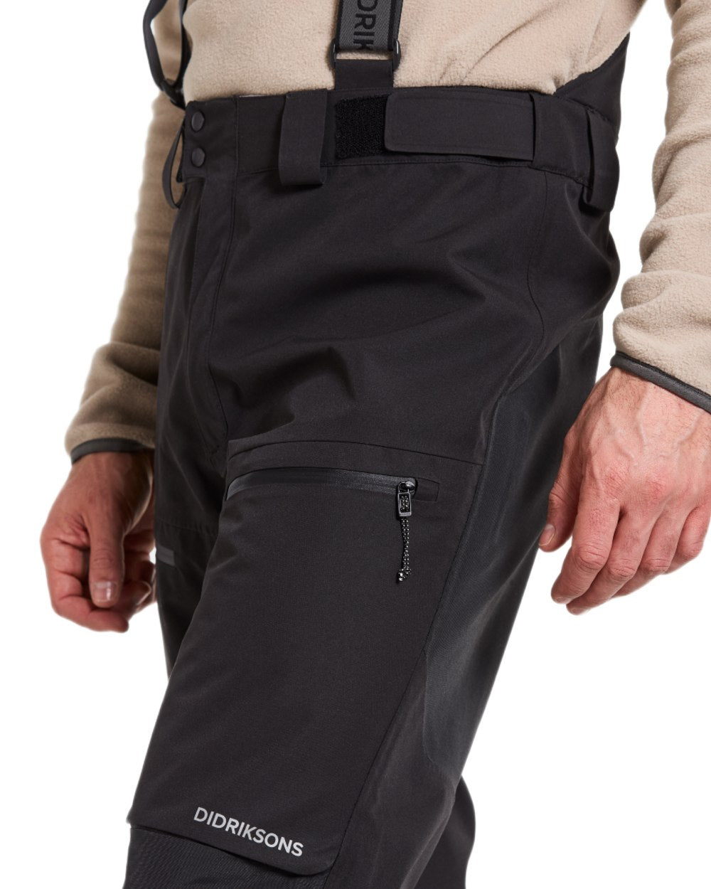 Black coloured Didriksons Mens Fractus Pants on white background 