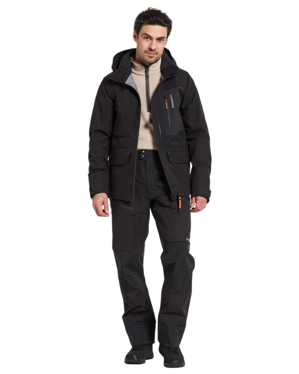 Black coloured Didriksons Mens Fractus Pants on white background 