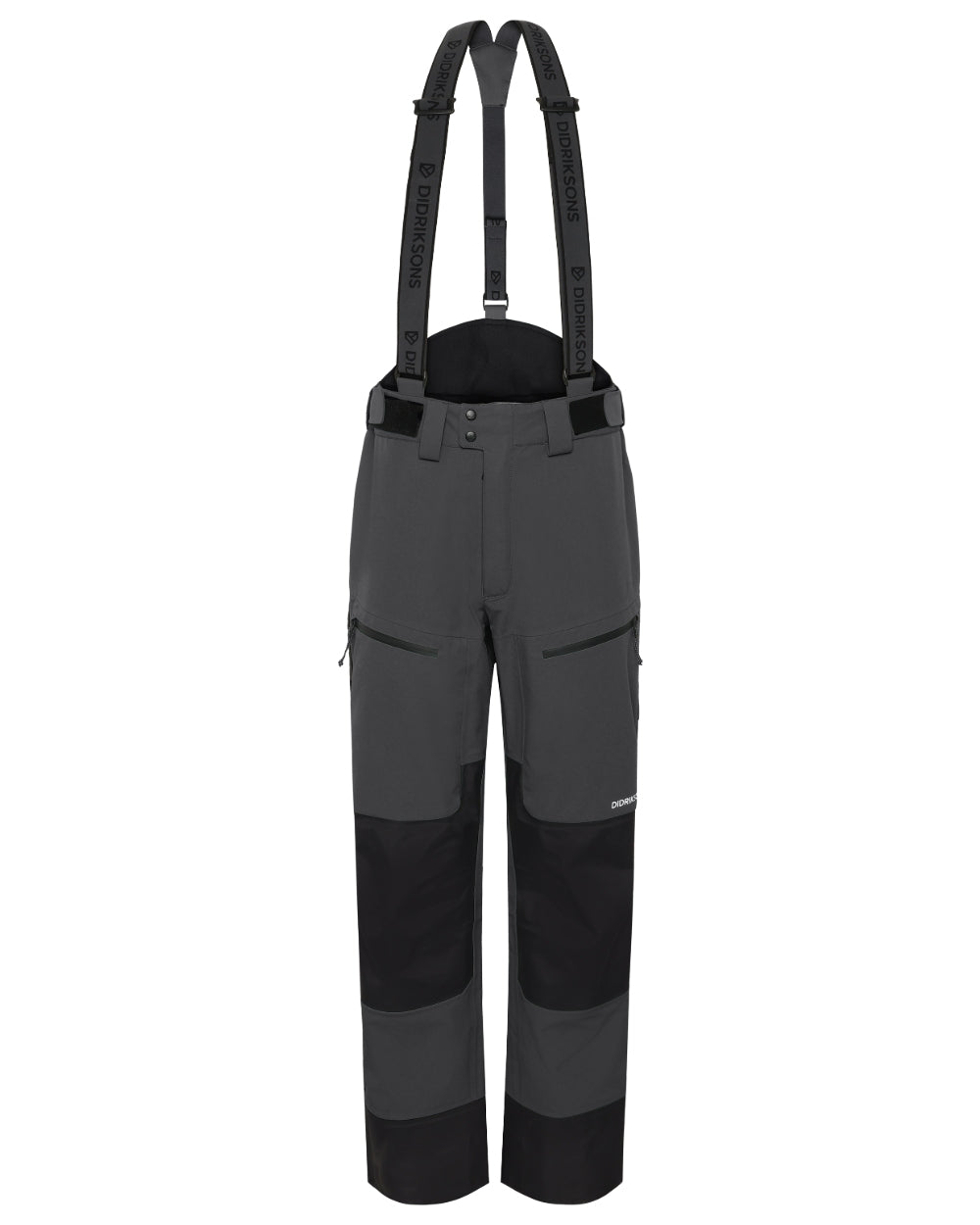 Coal Black coloured Didriksons Mens Fractus Pants on white background 