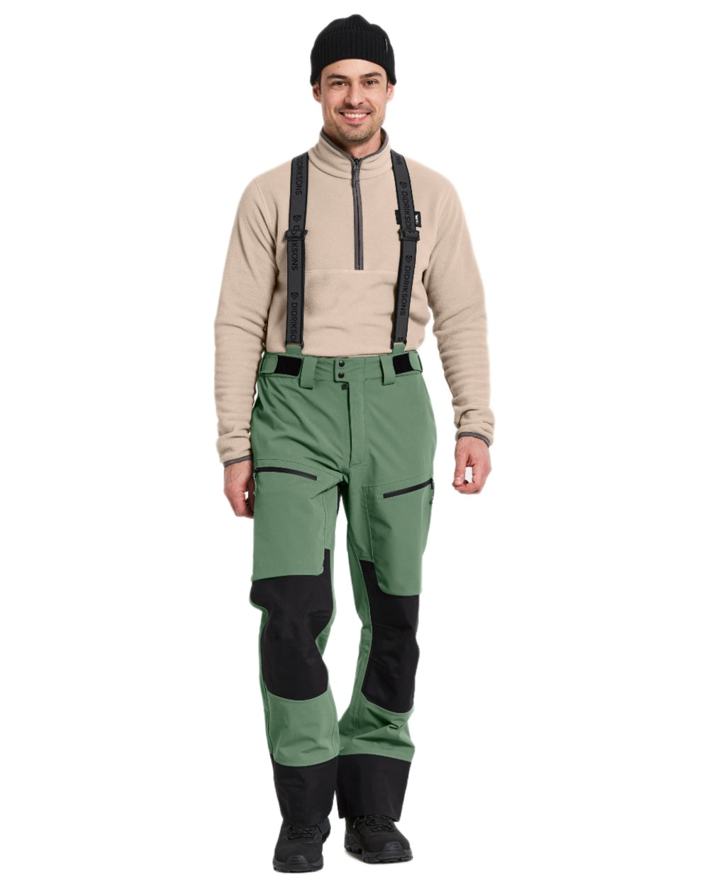 Dark Moss coloured Didriksons Mens Fractus Pants on white background 