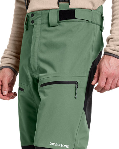 Dark Moss coloured Didriksons Mens Fractus Pants on white background 