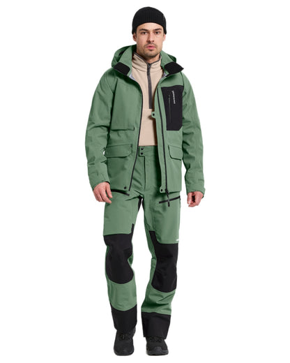 Dark Moss coloured Didriksons Mens Fractus Pants on white background 