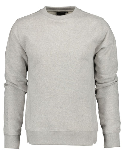 Aluminum Melange coloured Didriksons Mens Fyn Sweater on white background 