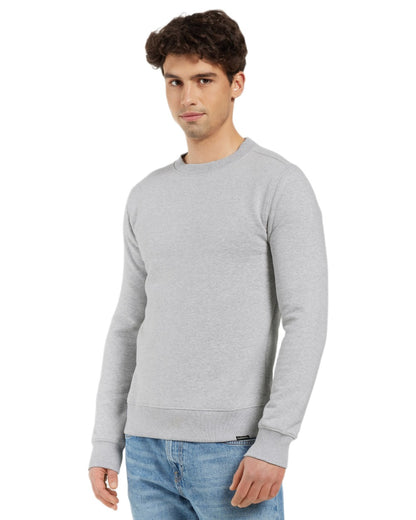Aluminum Melange coloured Didriksons Mens Fyn Sweater on white background 