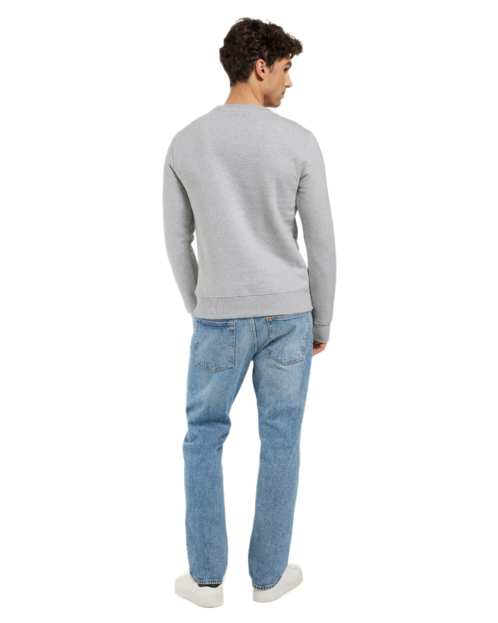 Aluminum Melange coloured Didriksons Mens Fyn Sweater on white background 