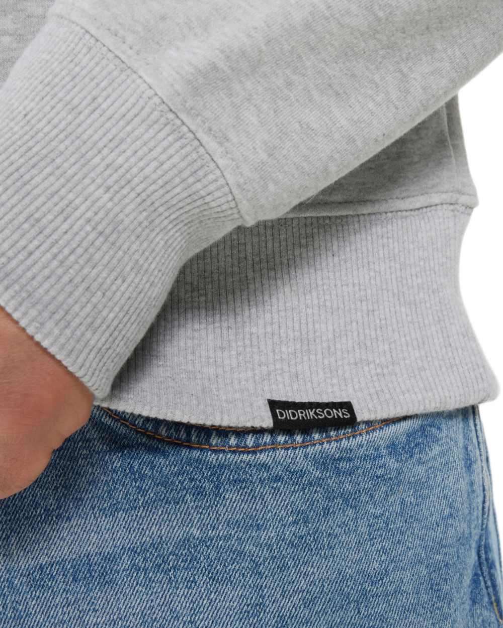 Aluminum Melange coloured Didriksons Mens Fyn Sweater on white background 