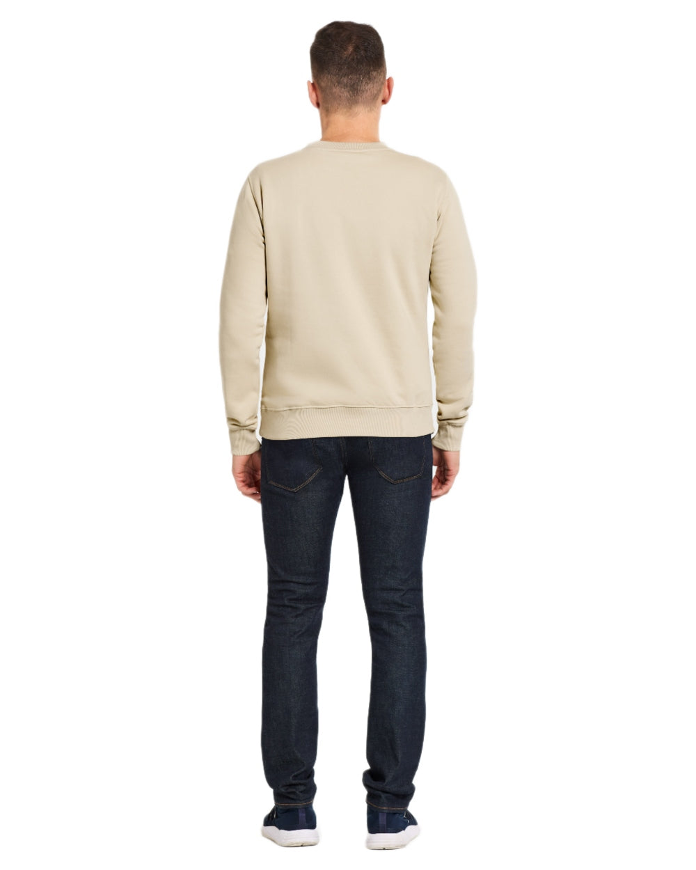 Light Beige coloured Didriksons Mens Fyn Sweater on white background 