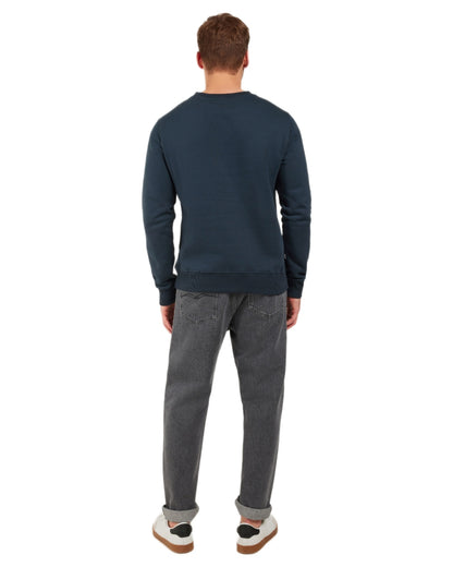 Navy coloured Didriksons Mens Fyn Sweater on white background 