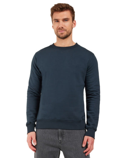 Navy coloured Didriksons Mens Fyn Sweater on white background 