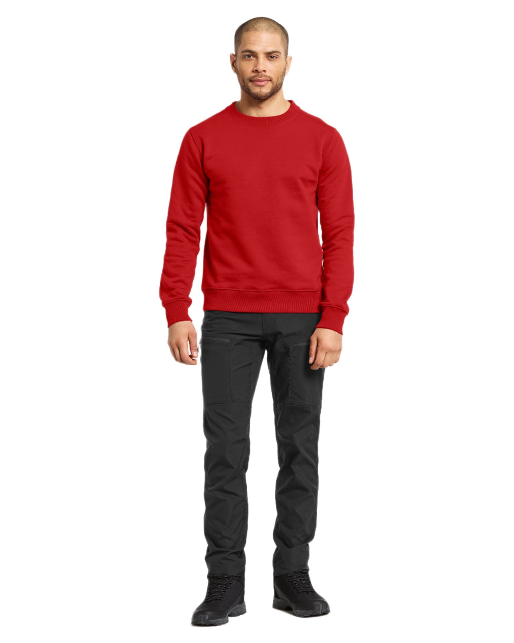 Pomme Red coloured Didriksons Mens Fyn Sweater on white background 