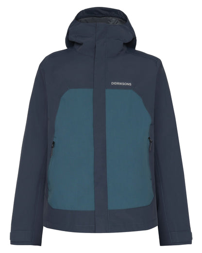 Sleepy Blue coloured Didriksons Mens Grit Jacket on white background 