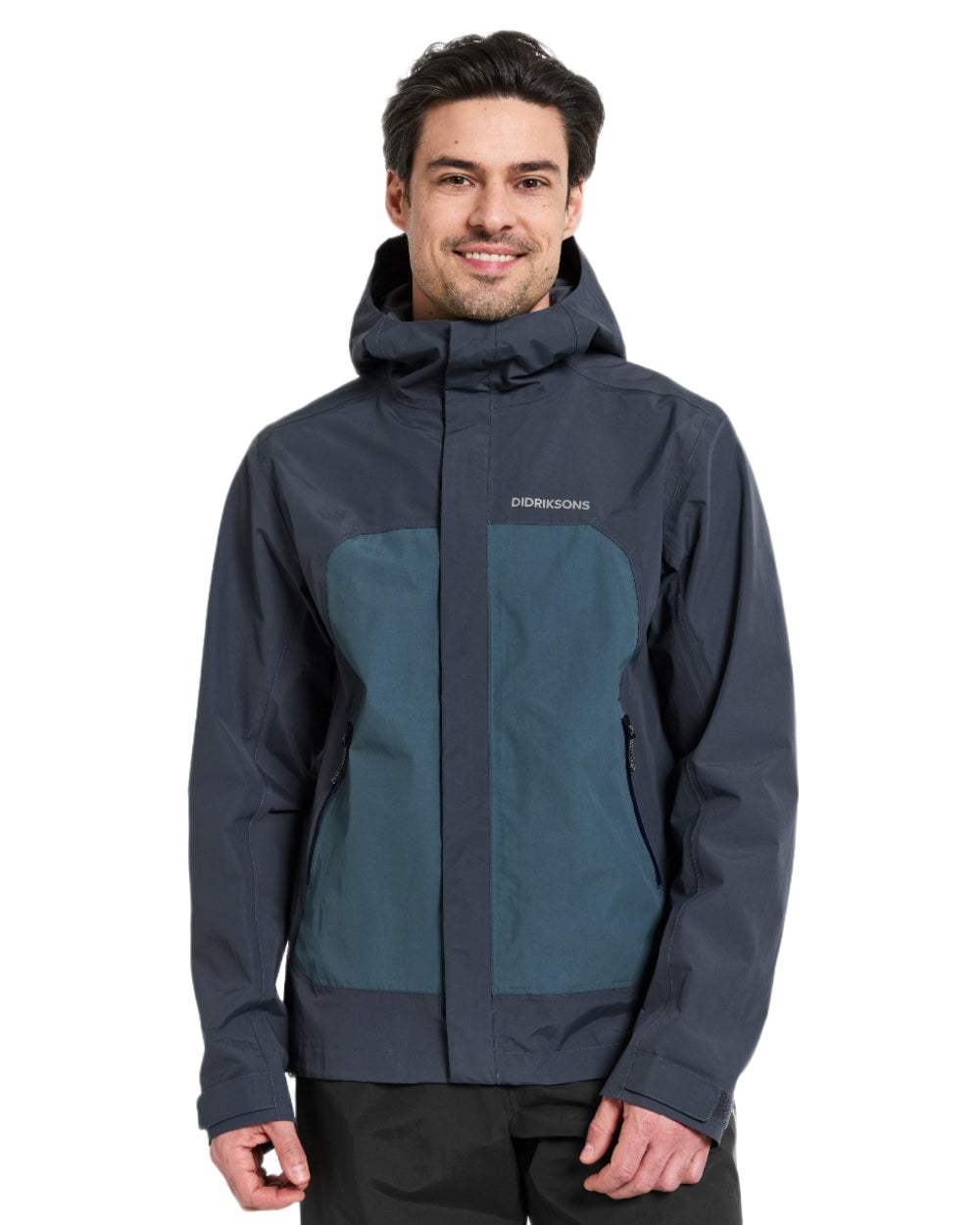 Sleepy Blue coloured Didriksons Mens Grit Jacket on white background 