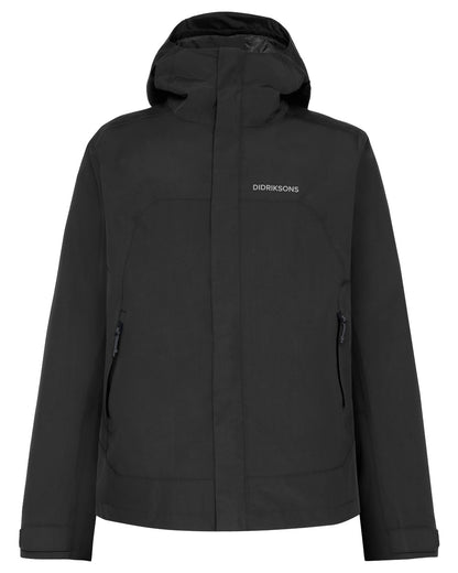 Solid Black coloured Didriksons Mens Grit Jacket on white background 