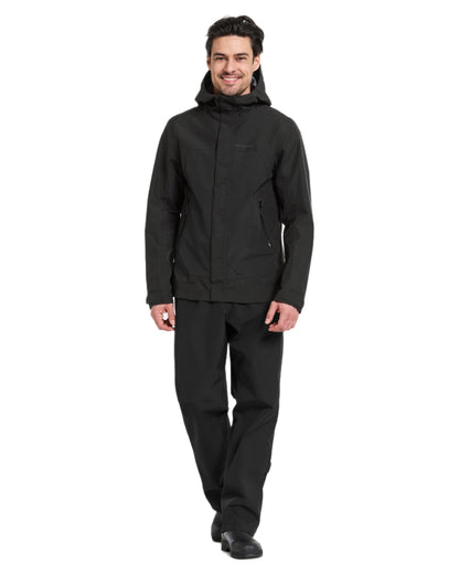 Solid Black coloured Didriksons Mens Grit Jacket on white background 