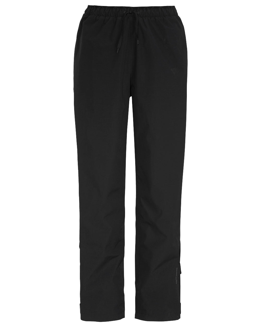 Black coloured Didriksons Mens Grit Rain Pants on white background 